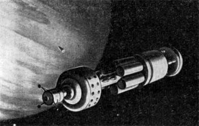 Фиг.37. Конвой кораблей с импульсным ЯРД (1988 г.) на подходе к Венере.